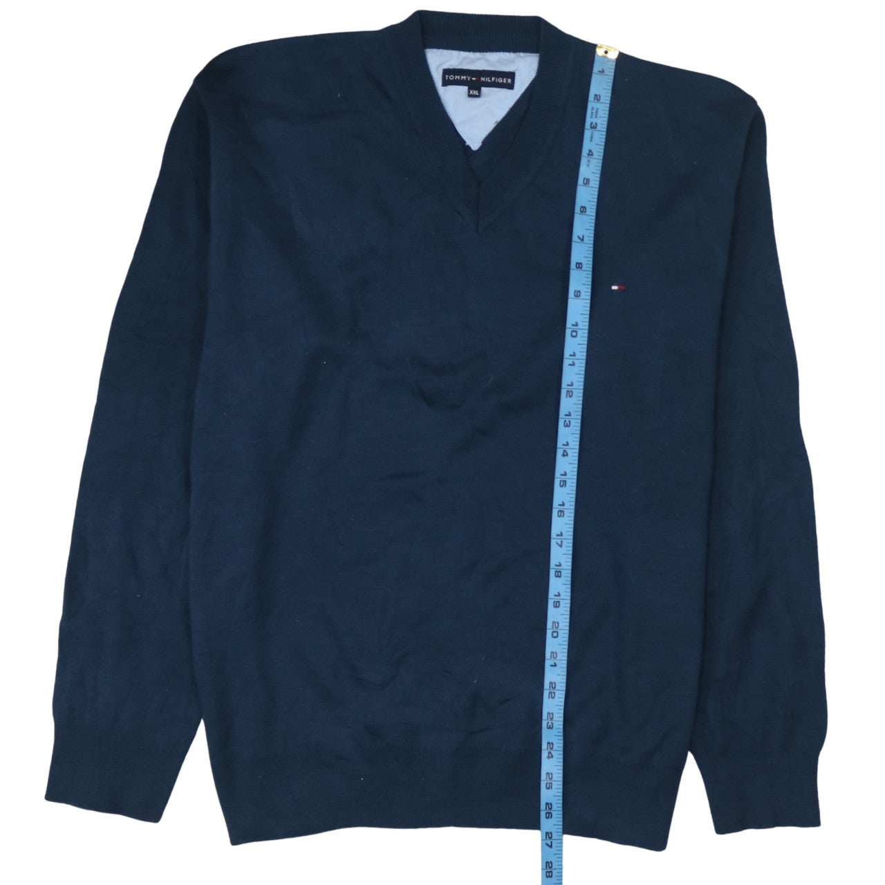Tommy Hilfiger Men’s Blue Cotton V-Neck Jumper 2XL
