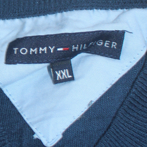 Tommy Hilfiger Men’s Blue Cotton V-Neck Jumper 2XL