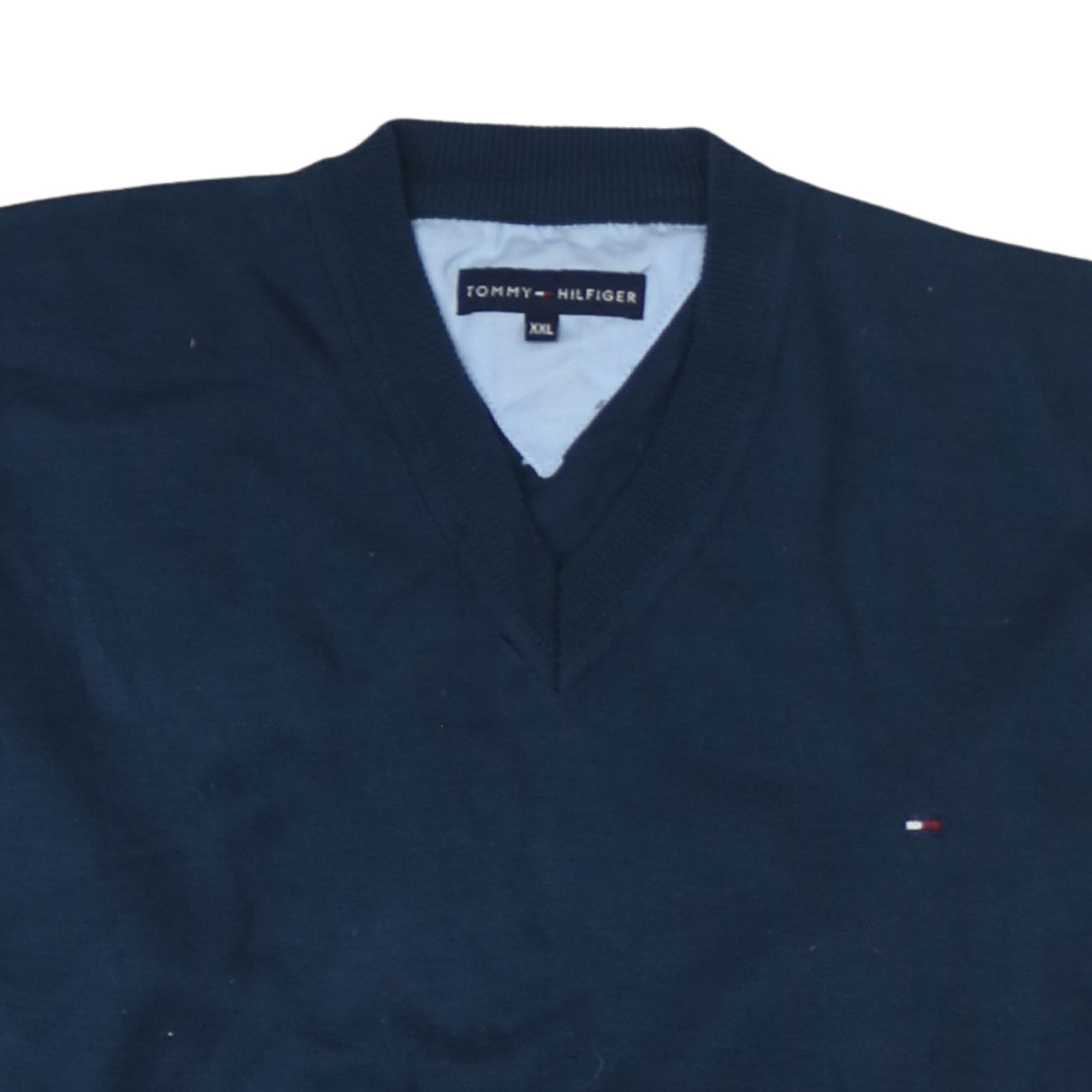 Tommy Hilfiger Men’s Blue Cotton V-Neck Jumper 2XL