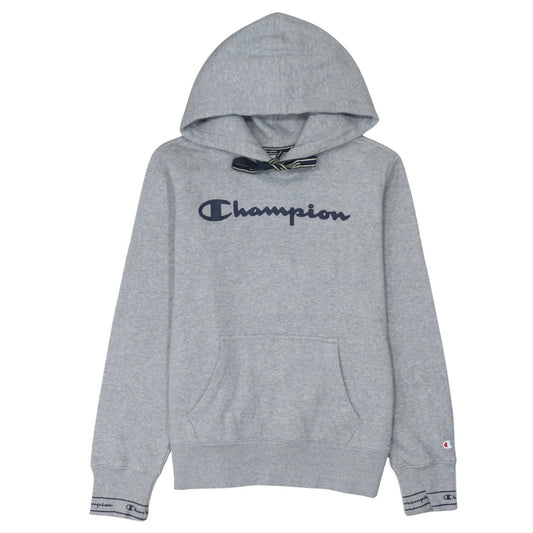 Champion Womens Grey Hoodie Medium Pullover Cotton Blend Logo