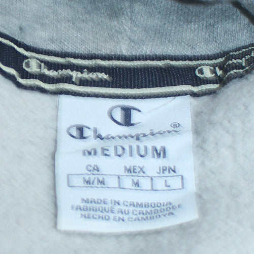 Champion Womens Grey Hoodie Medium Pullover Cotton Blend Logo