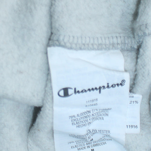 Champion Womens Grey Hoodie Medium Pullover Cotton Blend Logo