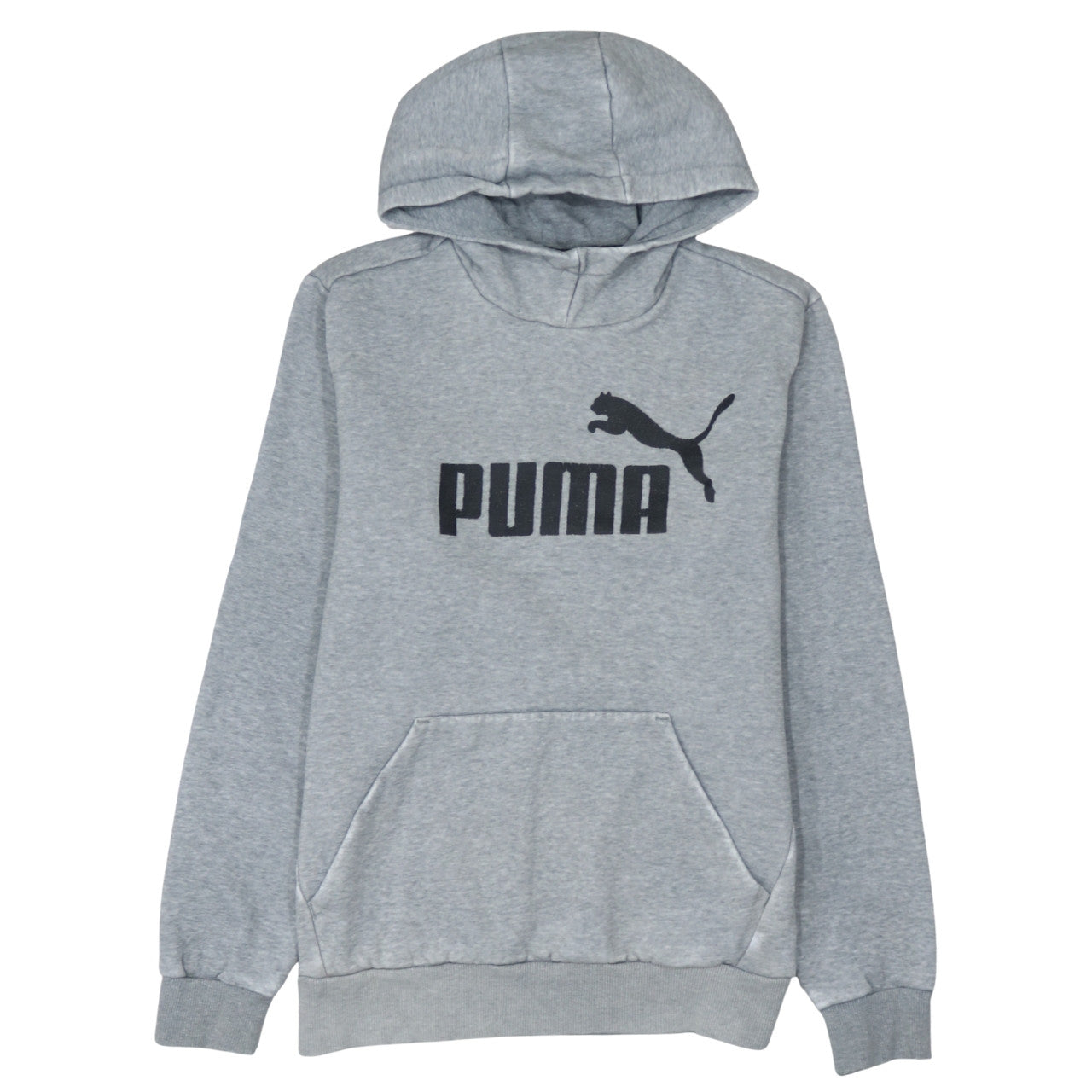 Puma Men’s Grey Pullover Hoodie Small Regular Fit Logo Fleece