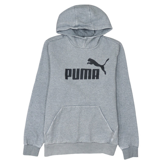 Puma Men’s Grey Pullover Hoodie Small Regular Fit Logo Fleece