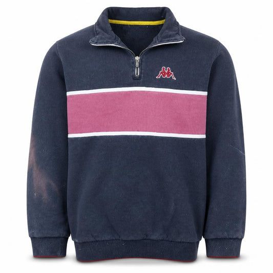 Front view of Kappa Men's Blue 2XL Fleece 1/4 Zip Sports Sweatshirt