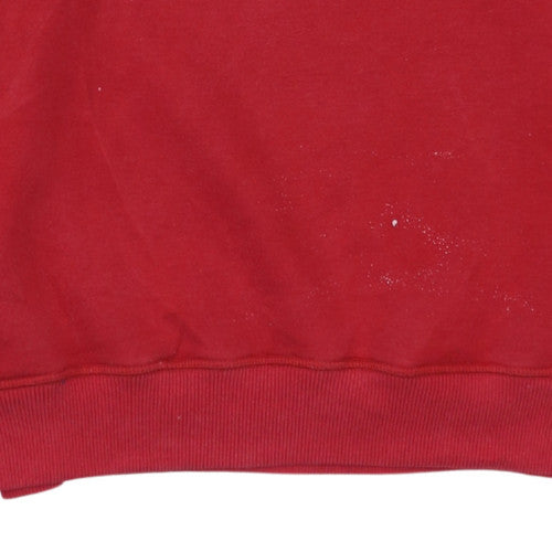 Tommy Hilfiger Mens Red Small Pullover Sweatshirt Crew Neck Fleece