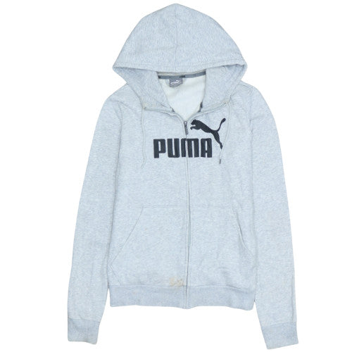 Puma Women Grey Full Zip Hoodie Size 12 Hooded Sweatshirt
