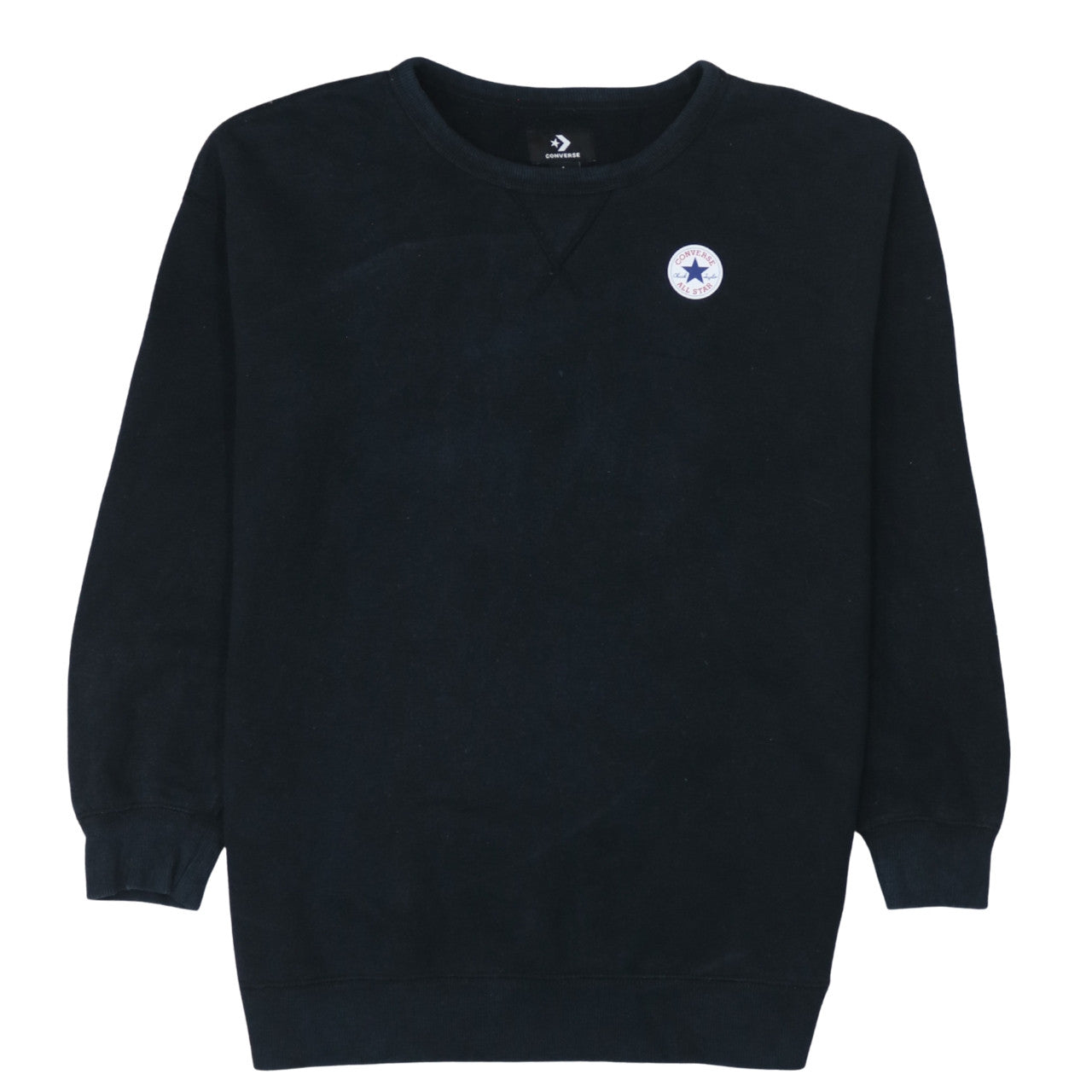 Converse Men's Black Crew Neck Logo Pullover Sweatshirt Size L