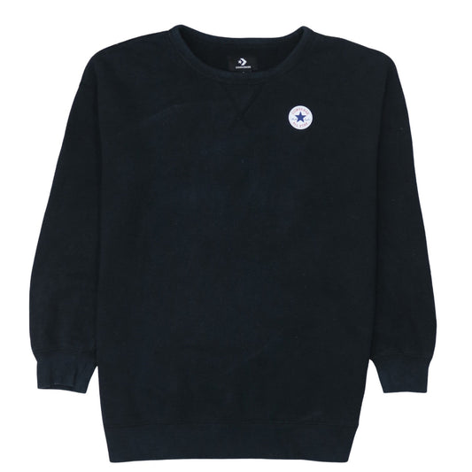 Converse Men's Black Crew Neck Logo Pullover Sweatshirt Size L