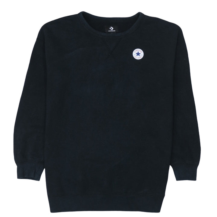 Converse Men's Black Crew Neck Logo Pullover Sweatshirt Size L