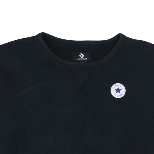 Converse Men's Black Crew Neck Logo Pullover Sweatshirt Size L