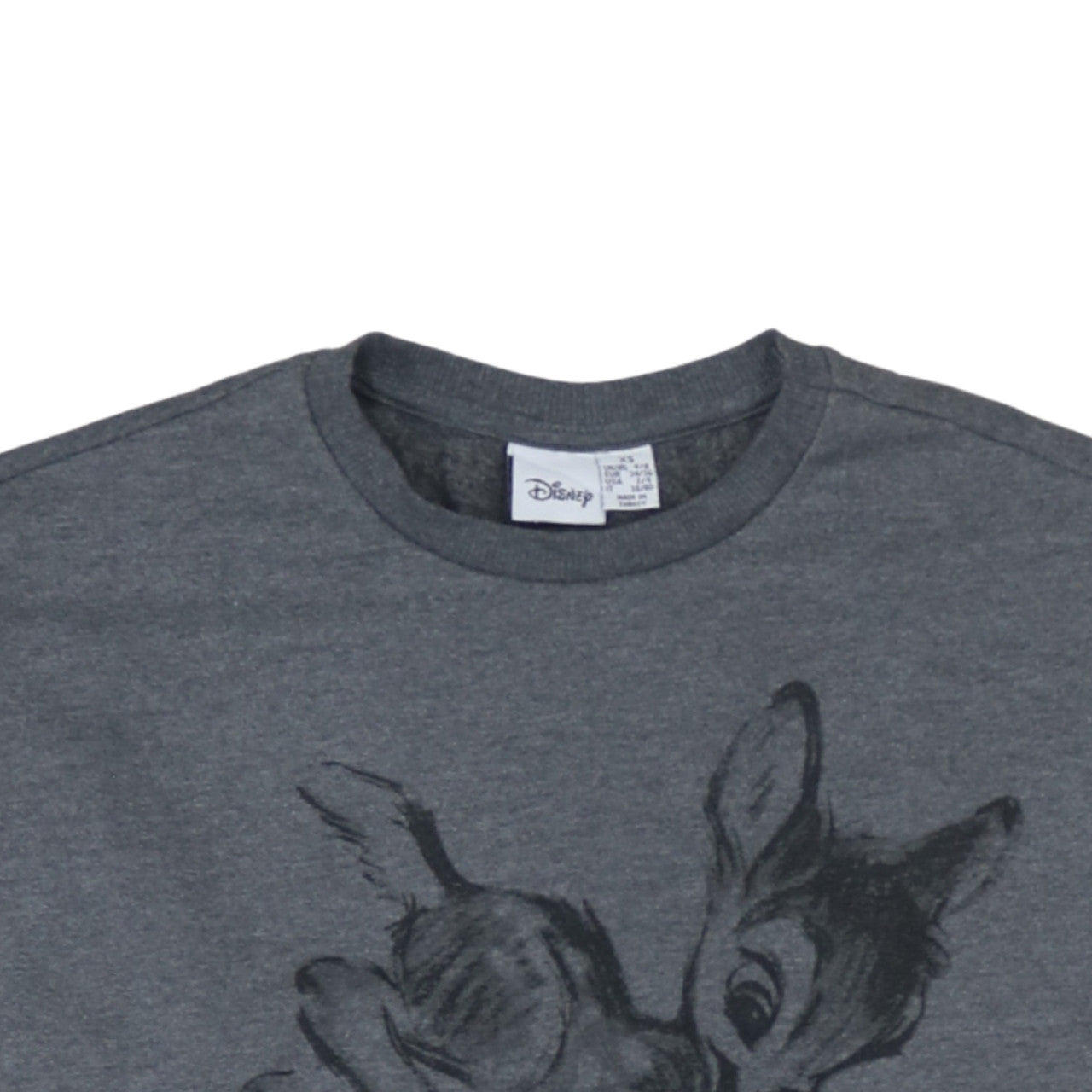 Disney Women Grey Bambi Graphic Crew Neck Sweatshirt XS
