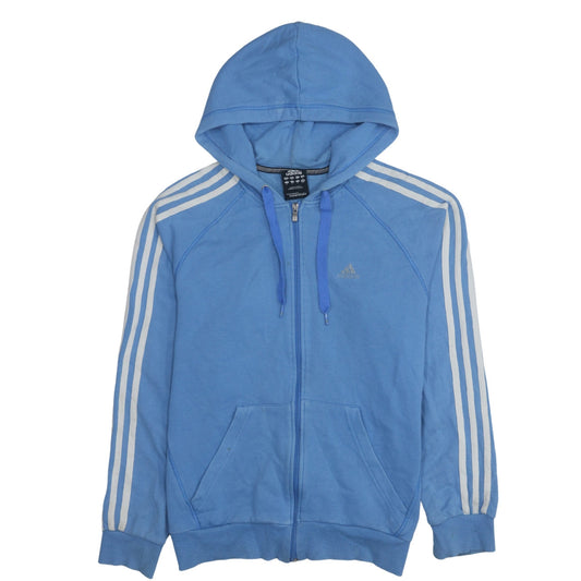 Adidas Women Blue Full Zip Hoodie Small Essentials Sportswear