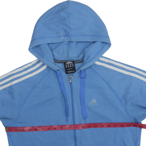 Adidas Women Blue Full Zip Hoodie Small Essentials Sportswear