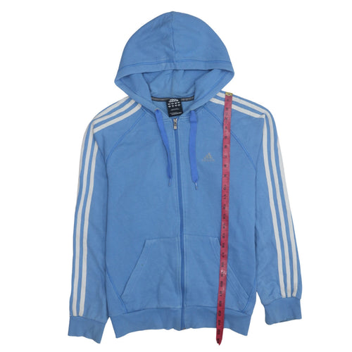 Adidas Women Blue Full Zip Hoodie Small Essentials Sportswear