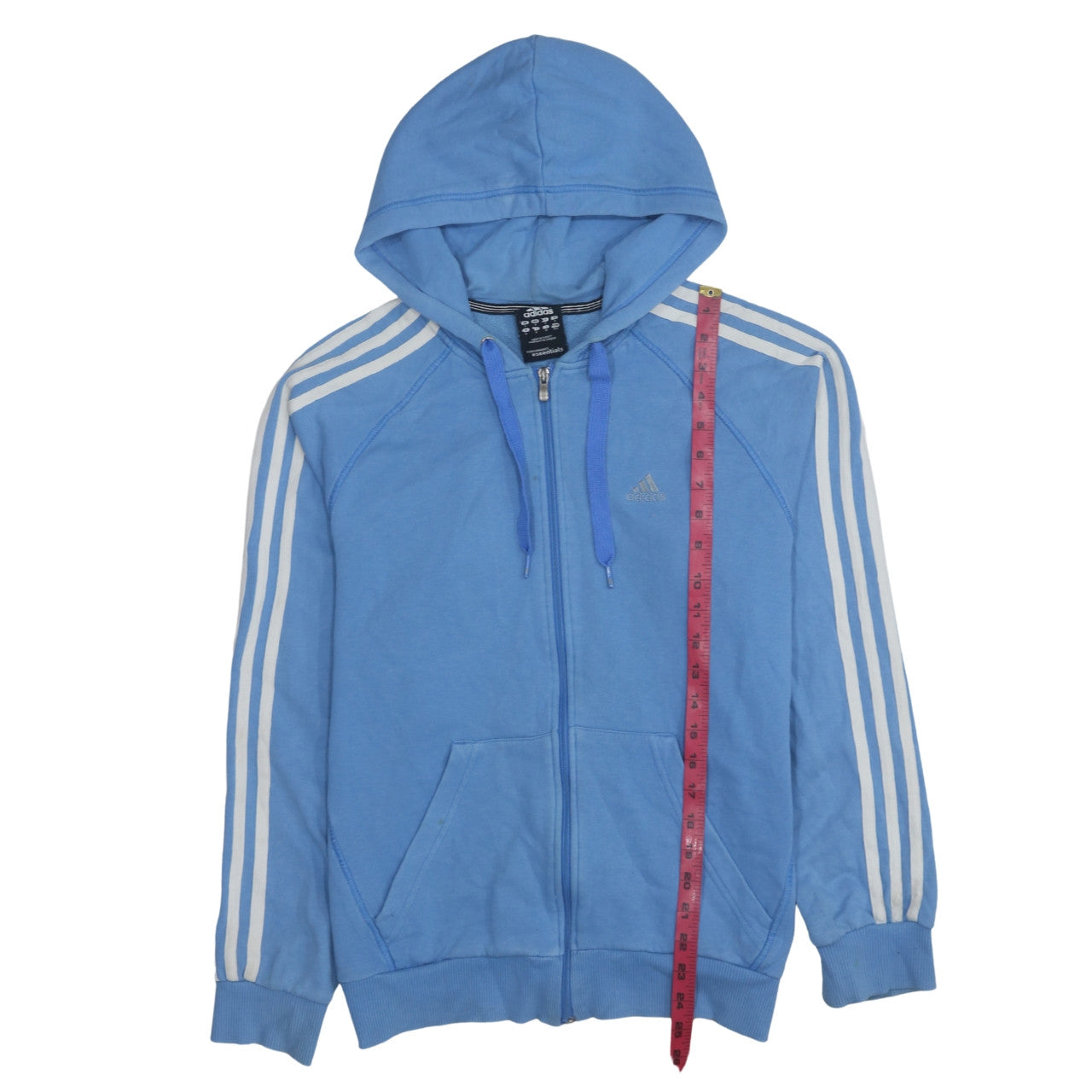 Adidas Women Blue Full Zip Hoodie Small Essentials Sportswear