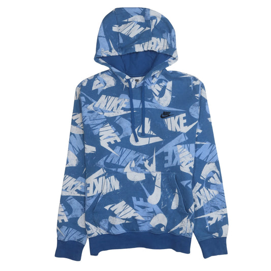 Nike Men's Blue Graphic Logo Pullover Hoodie Size M