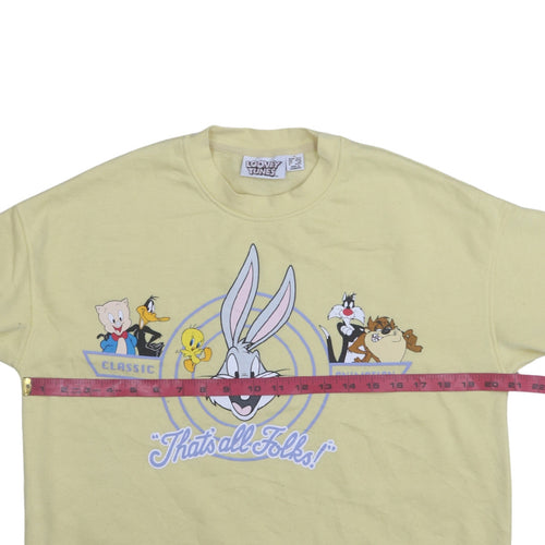 Looney Tunes Women's Yellow Classic Crew Neck Pullover Sweatshirt Size S