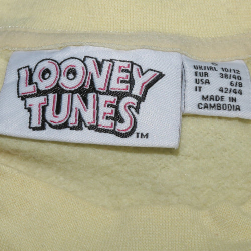 Looney Tunes Women's Yellow Classic Crew Neck Pullover Sweatshirt Size S
