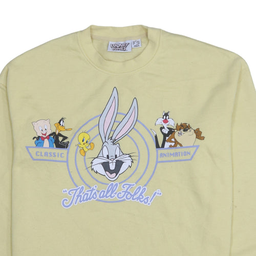 Looney Tunes Women's Yellow Classic Crew Neck Pullover Sweatshirt Size S