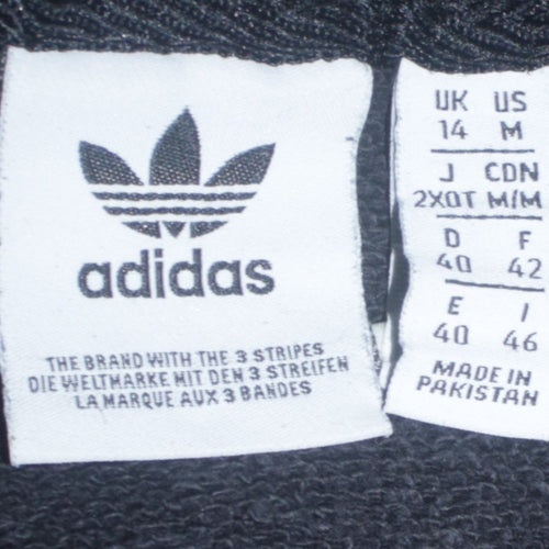 Adidas Womens Black Pullover Hoodie Size 14 Logo Print Sweatshirt