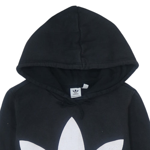 Adidas Womens Black Pullover Hoodie Size 14 Logo Print Sweatshirt