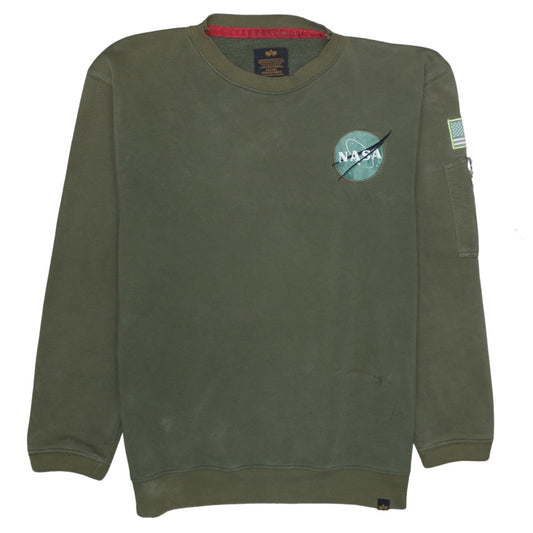 Alpha Industries NASA Green Men’s Sweatshirt 2XL Crew Neck Pullover
