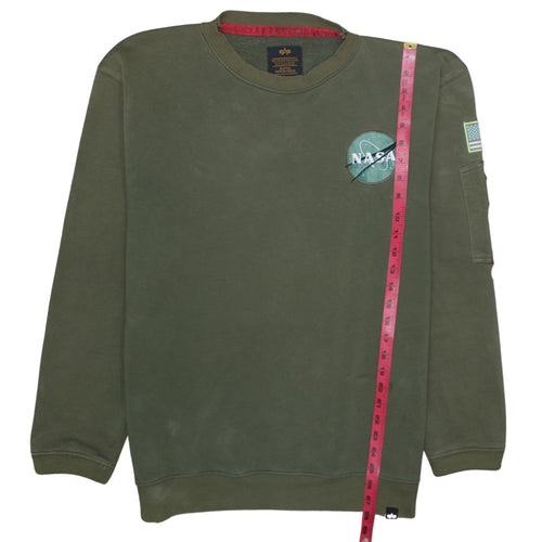 Alpha Industries NASA Green Men’s Sweatshirt 2XL Crew Neck Pullover