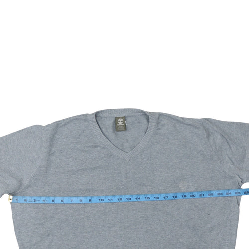 Timberland Men’s Grey Cotton V-Neck Jumper XL Regular Fit