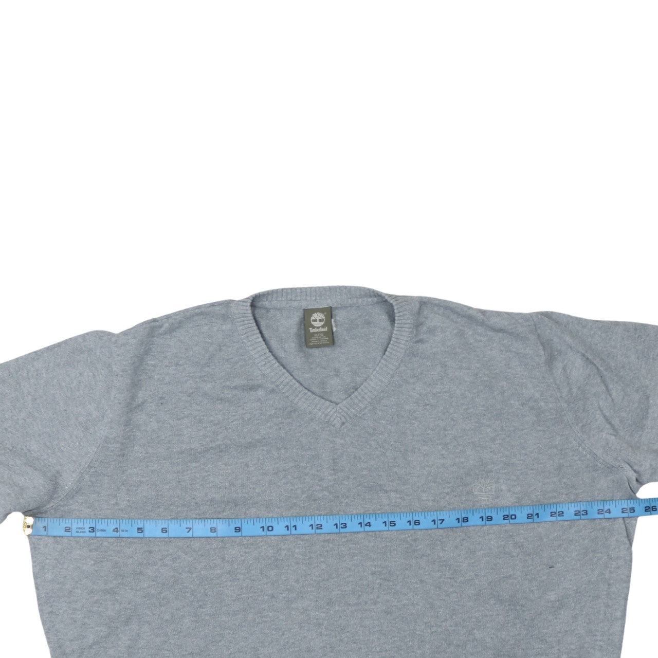 Timberland Men’s Grey Cotton V-Neck Jumper XL Regular Fit