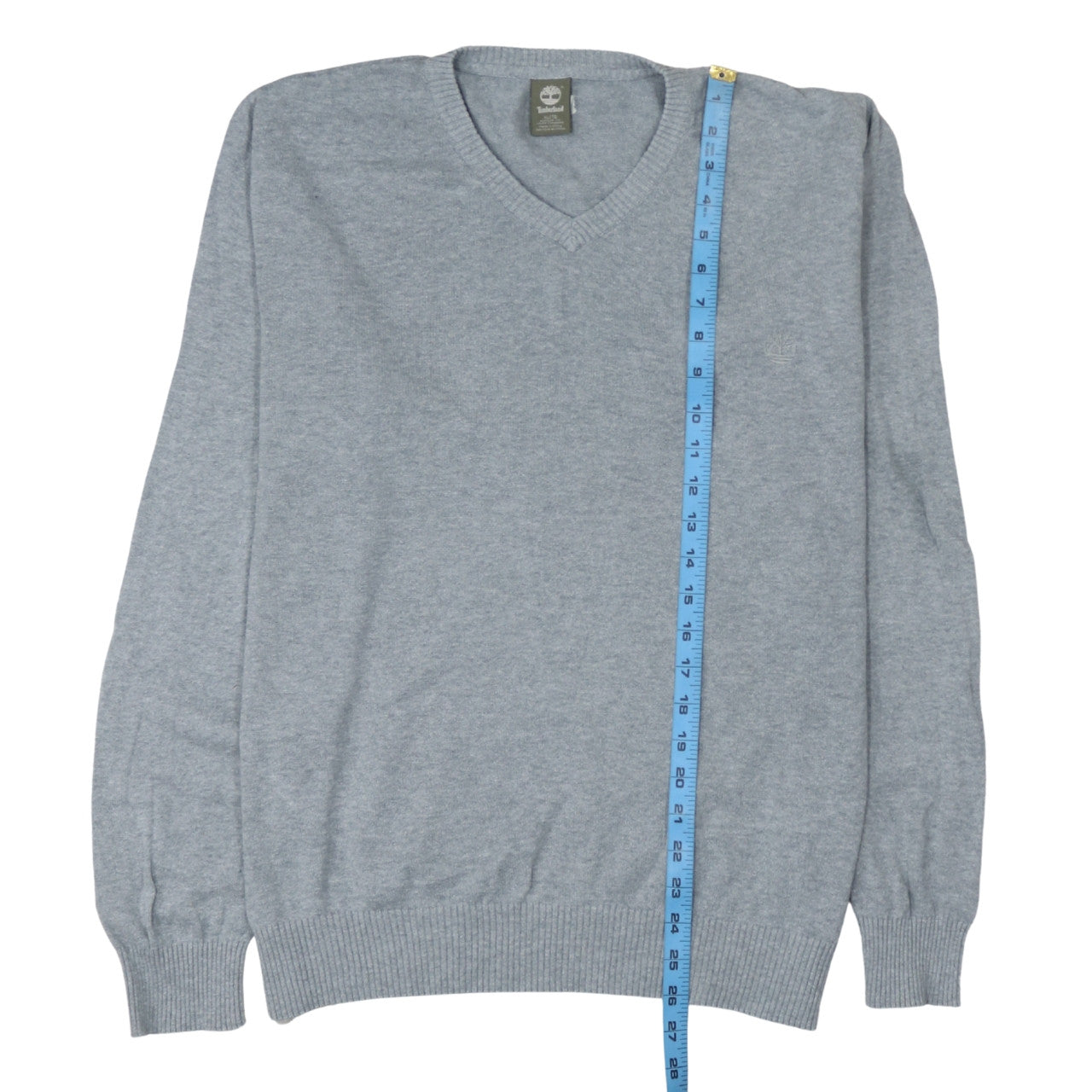 Timberland Men’s Grey Cotton V-Neck Jumper XL Regular Fit