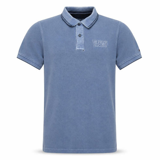 Front view of Tommy Hilfiger Men's Blue Slim Fit Polo Shirt, size M