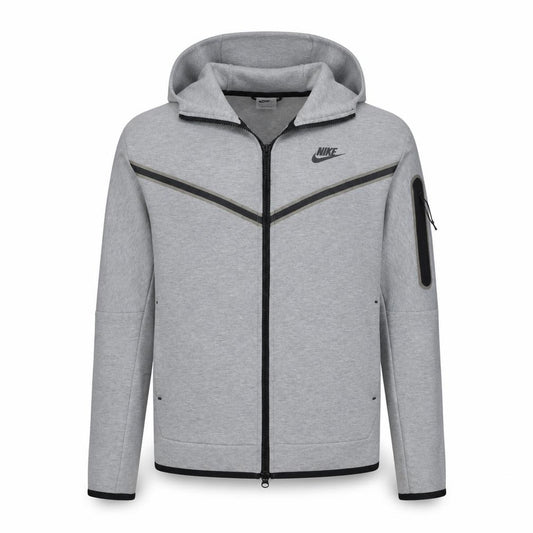Front view of Nike Men's Grey Full Zip Hoodie, size S, Sportswear Jacket