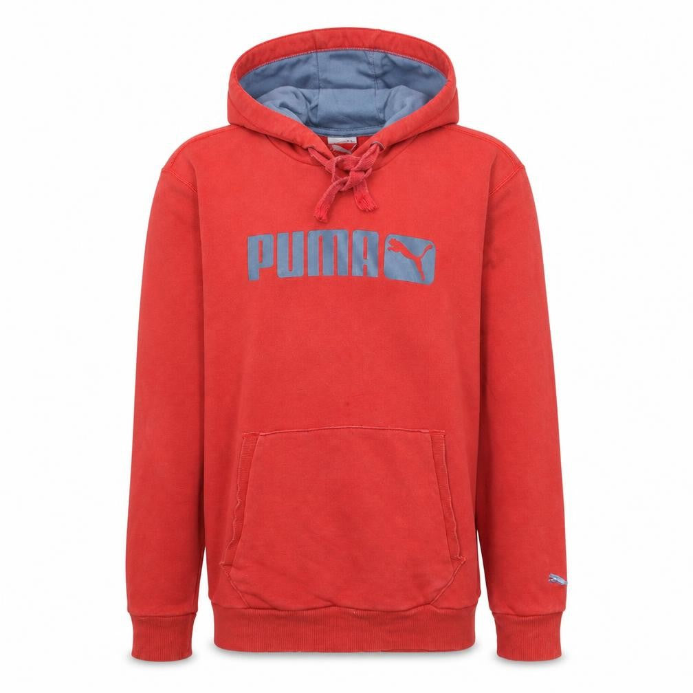 Puma Men's Red Pullover Hoodie Size S Logo Fleece Casual Sweatshirt