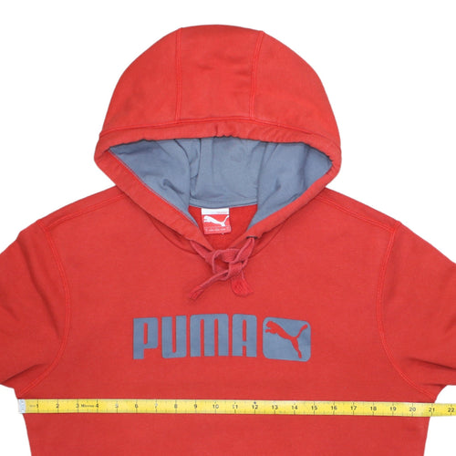 Puma Men's Red Pullover Hoodie Size S Logo Fleece Casual Sweatshirt