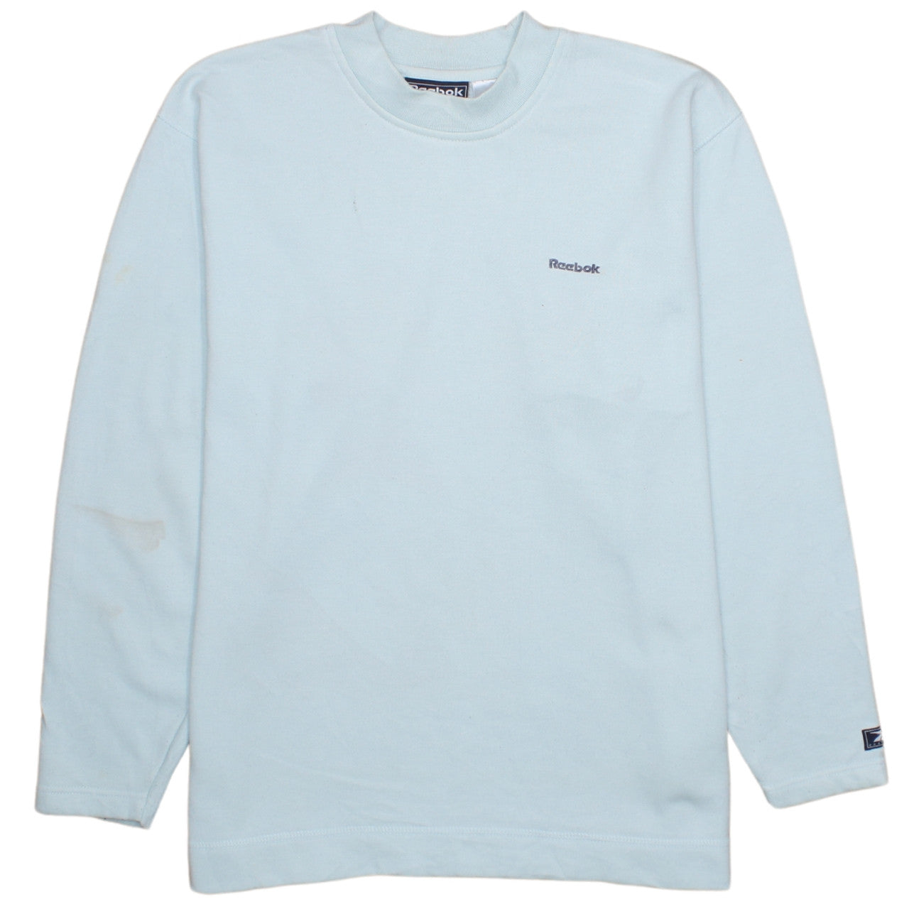 Reebok Women Light Blue Cotton Blend Crew Neck Pullover Sweatshirt Size 10