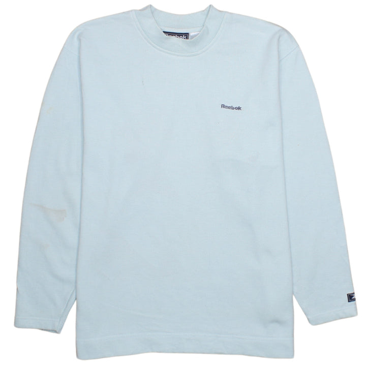 Reebok Women Light Blue Cotton Blend Crew Neck Pullover Sweatshirt Size 10