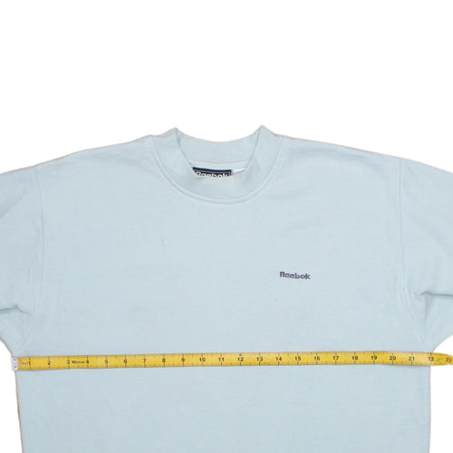 Reebok Women Light Blue Cotton Blend Crew Neck Pullover Sweatshirt Size 10