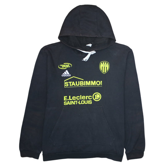 Adidas Mens Black XL Pullover Hoodie AS Kunheim Sports Fleece Sweatshirt