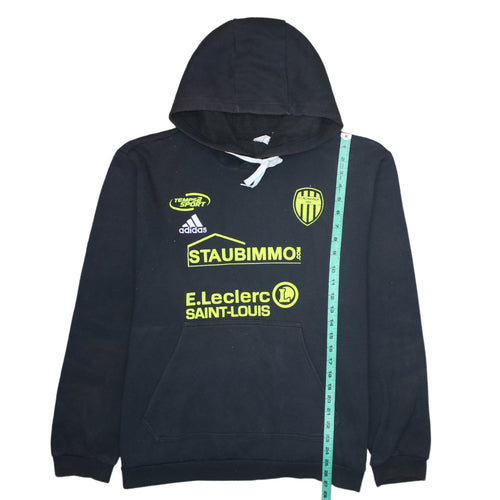 Adidas Mens Black XL Pullover Hoodie AS Kunheim Sports Fleece Sweatshirt