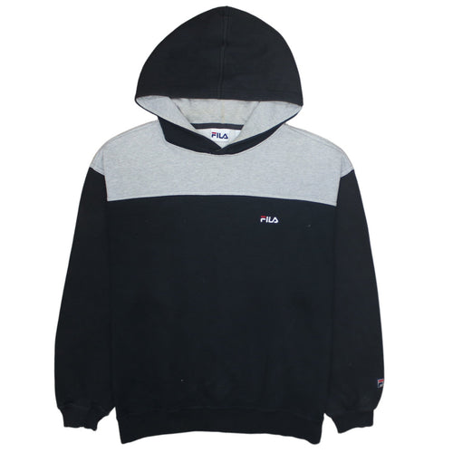 FILA Mens Black & Grey Pullover Hoodie Size L Regular Fit