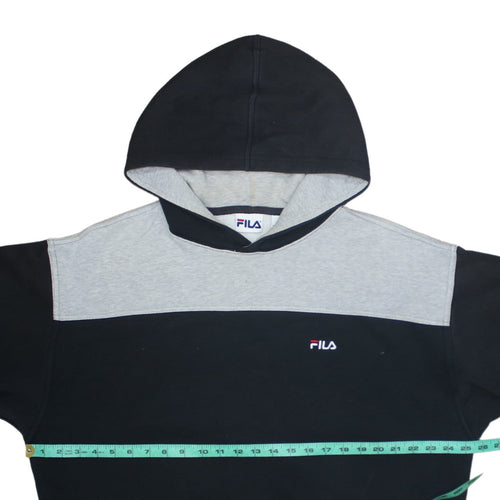 FILA Mens Black & Grey Pullover Hoodie Size L Regular Fit