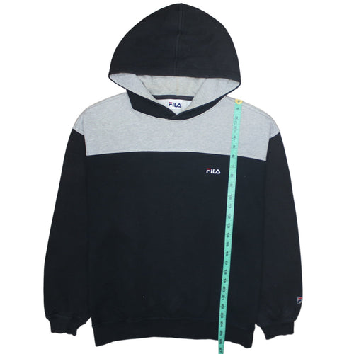 FILA Mens Black & Grey Pullover Hoodie Size L Regular Fit