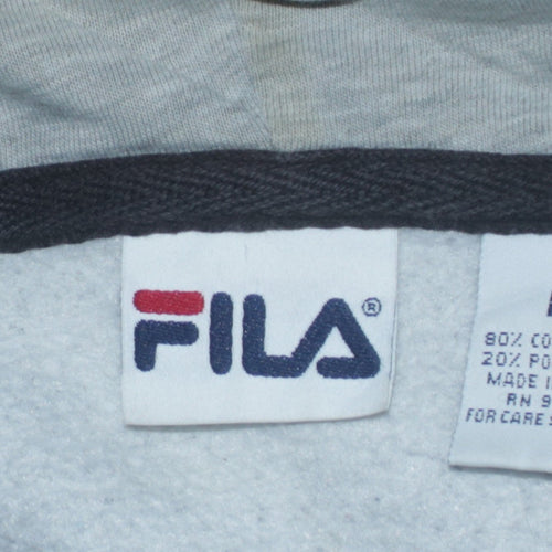 FILA Mens Black & Grey Pullover Hoodie Size L Regular Fit