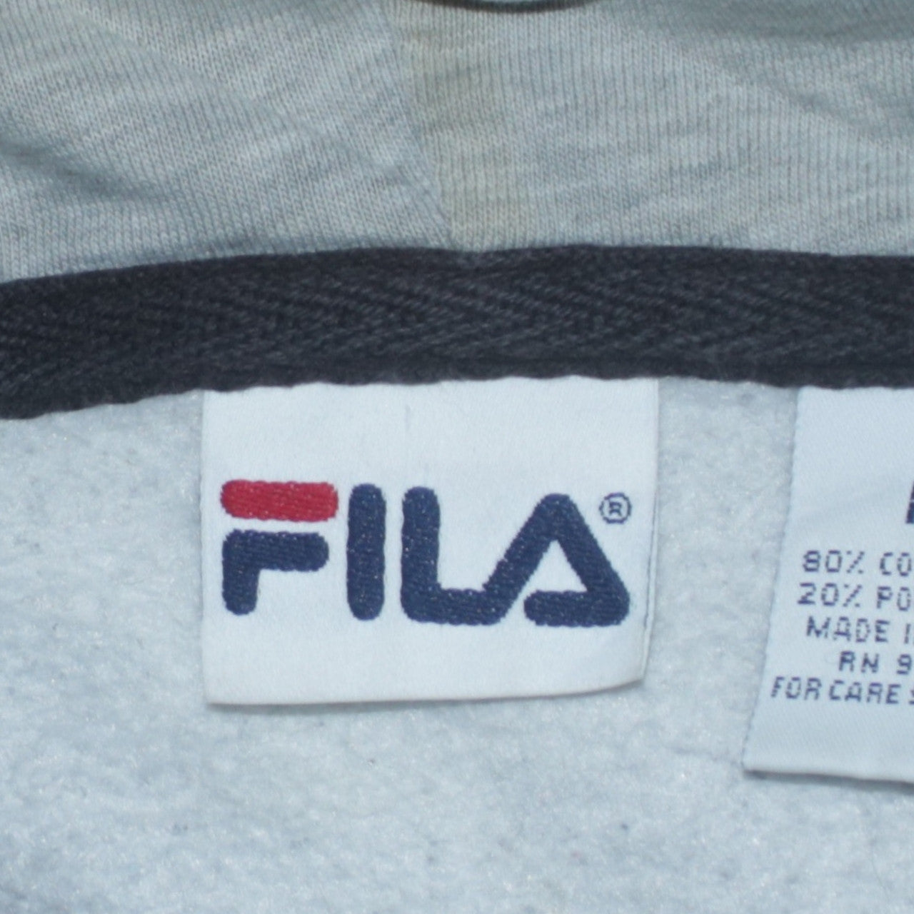 FILA Mens Black & Grey Pullover Hoodie Size L Regular Fit