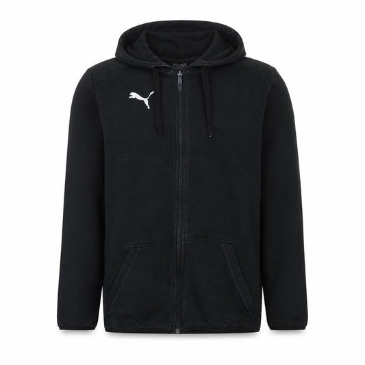 Front view of Puma Men's Black Full Zip Hoodie, size S, Regular Fit Sportswear