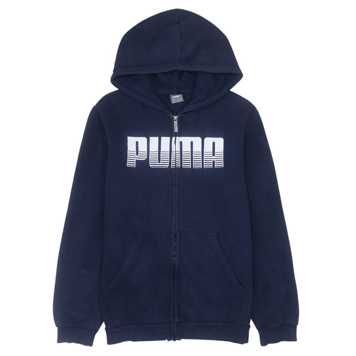 Puma Boys Blue Full Zip Hoodie 13-14 Years Fleece Logo Sweatshirt
