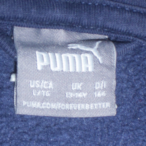 Puma Boys Blue Full Zip Hoodie 13-14 Years Fleece Logo Sweatshirt