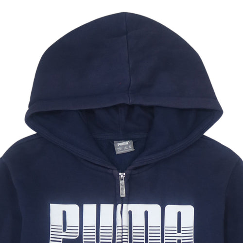 Puma Boys Blue Full Zip Hoodie 13-14 Years Fleece Logo Sweatshirt