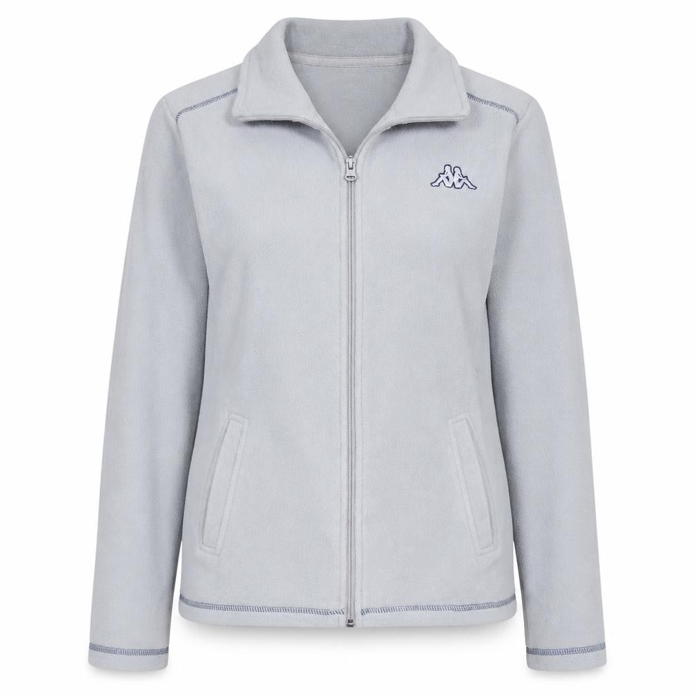 Front view of Kappa Women Grey Fleece Full Zip Jacket, size M